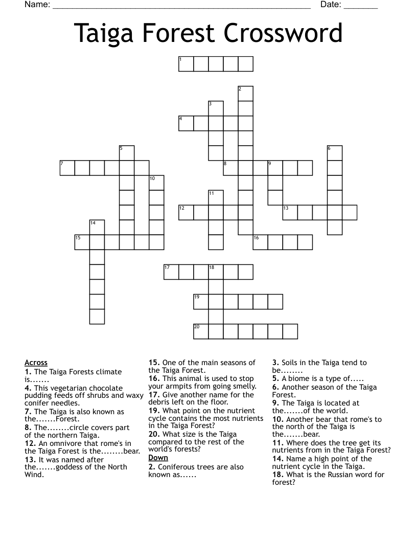 Taiga Forest Crossword
