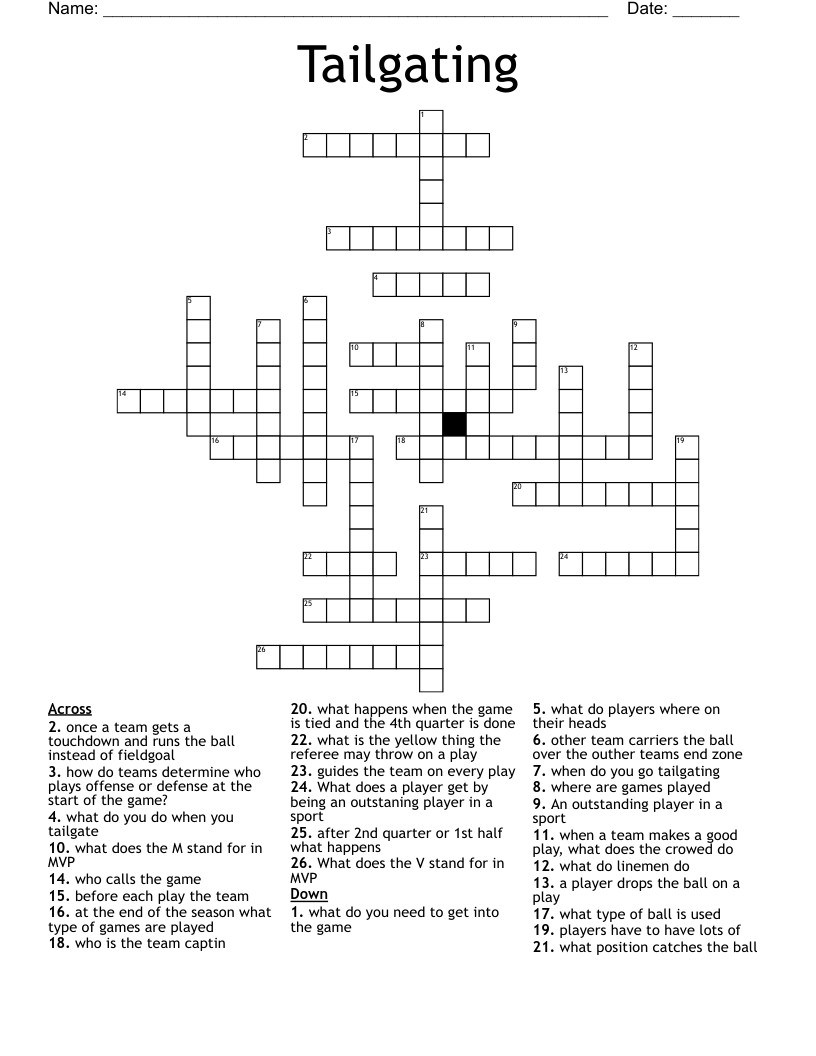 Tailgating  Crossword
