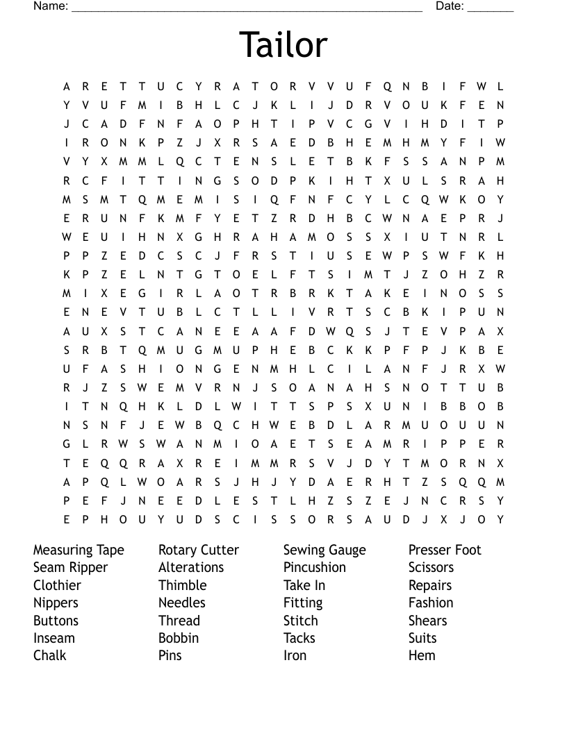 Tailor Word Search