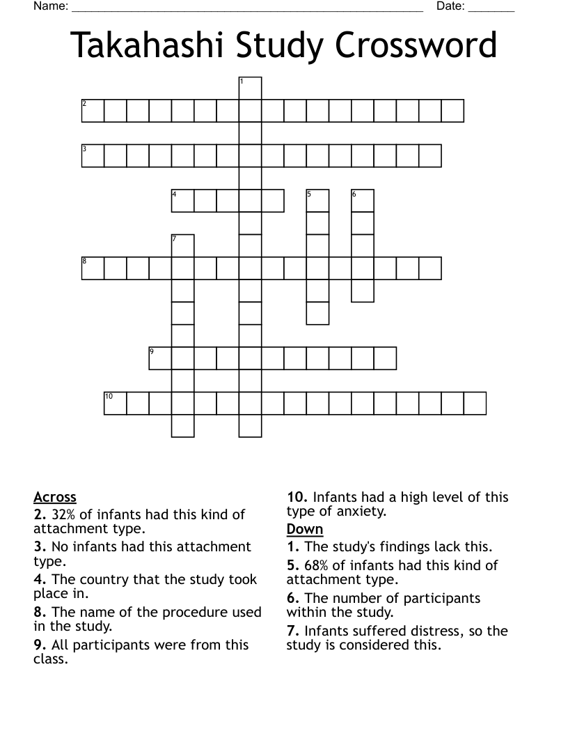 Takahashi Study Crossword