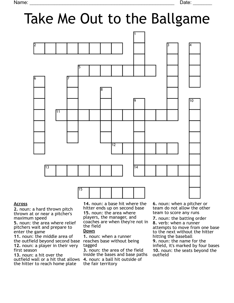 Take Me Out to the Ballgame Crossword