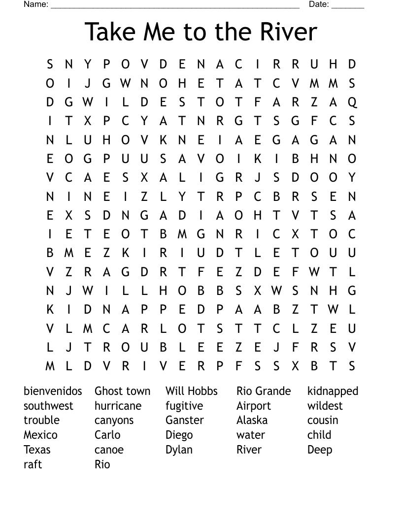 Take Me to the River Word Search