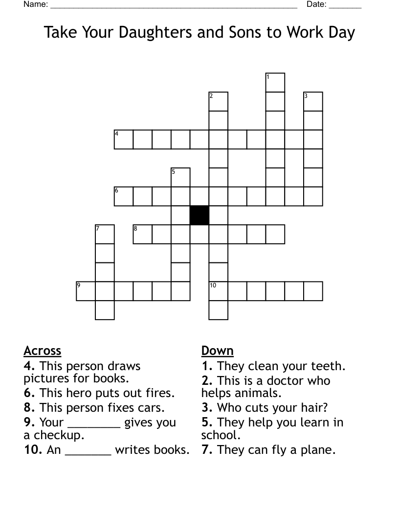 Take Your Daughters and Sons to Work Day  Crossword