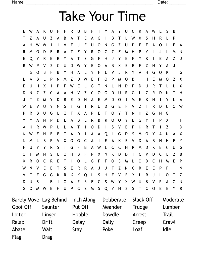 Take Your Time Word Search