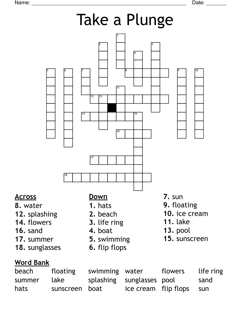 Take a Plunge Crossword