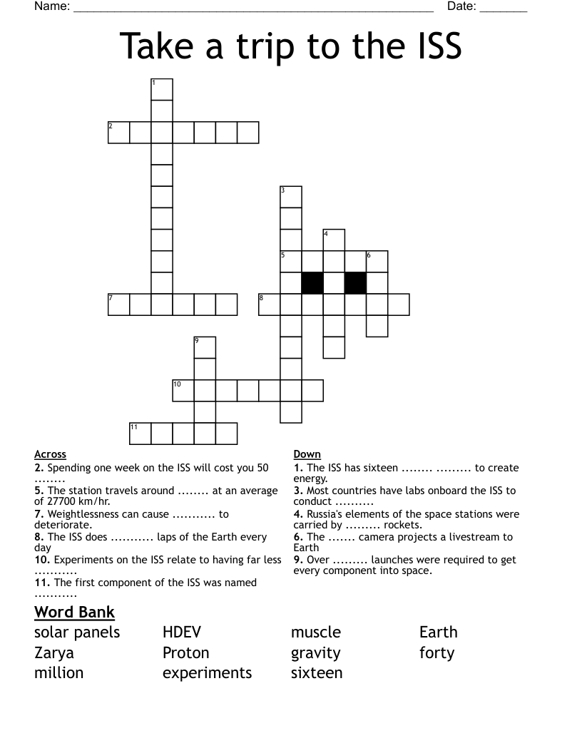 Take a trip to the ISS Crossword