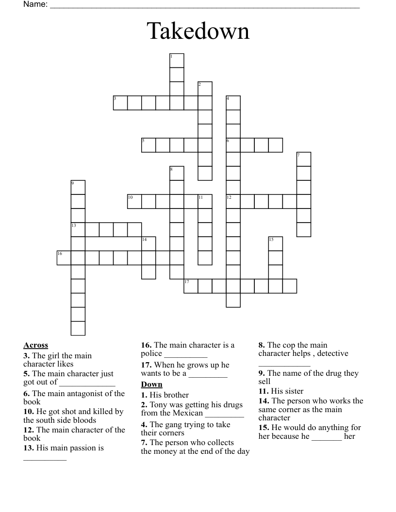 Takedown Crossword