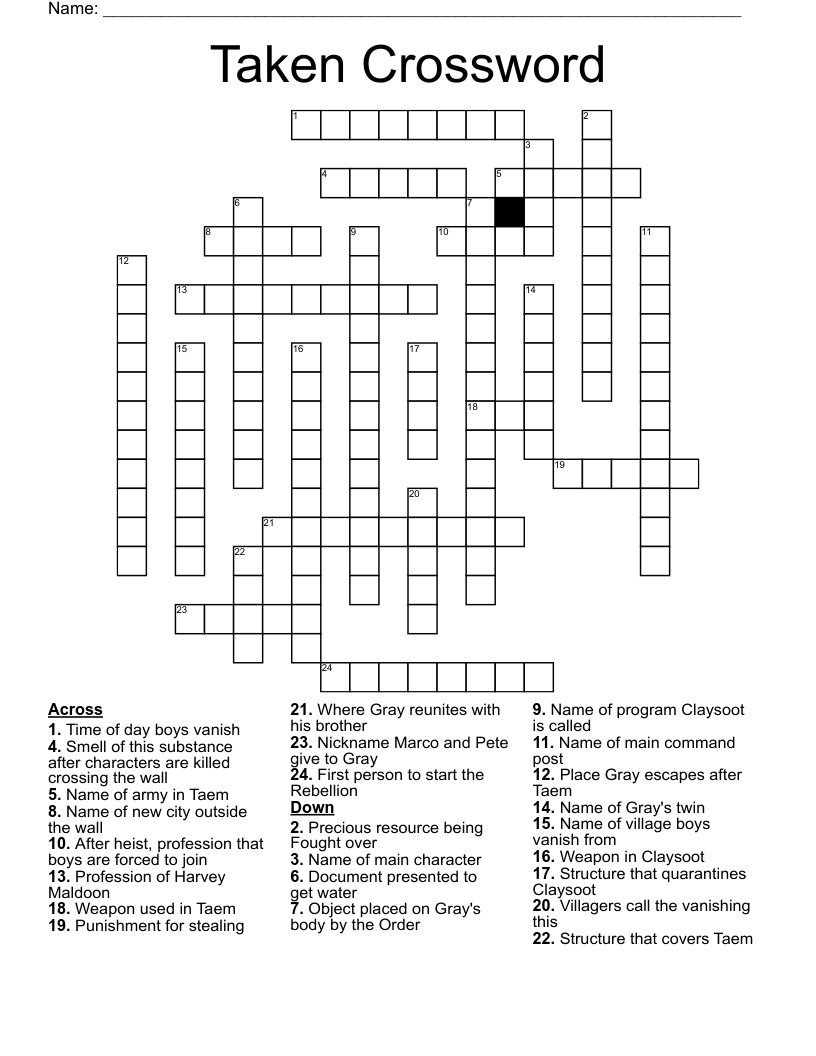 Taken Crossword 
