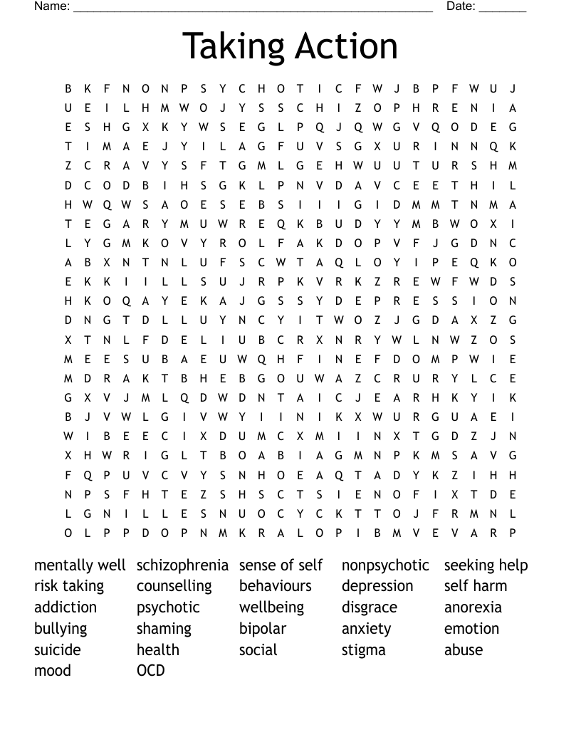 Taking Action Word Search