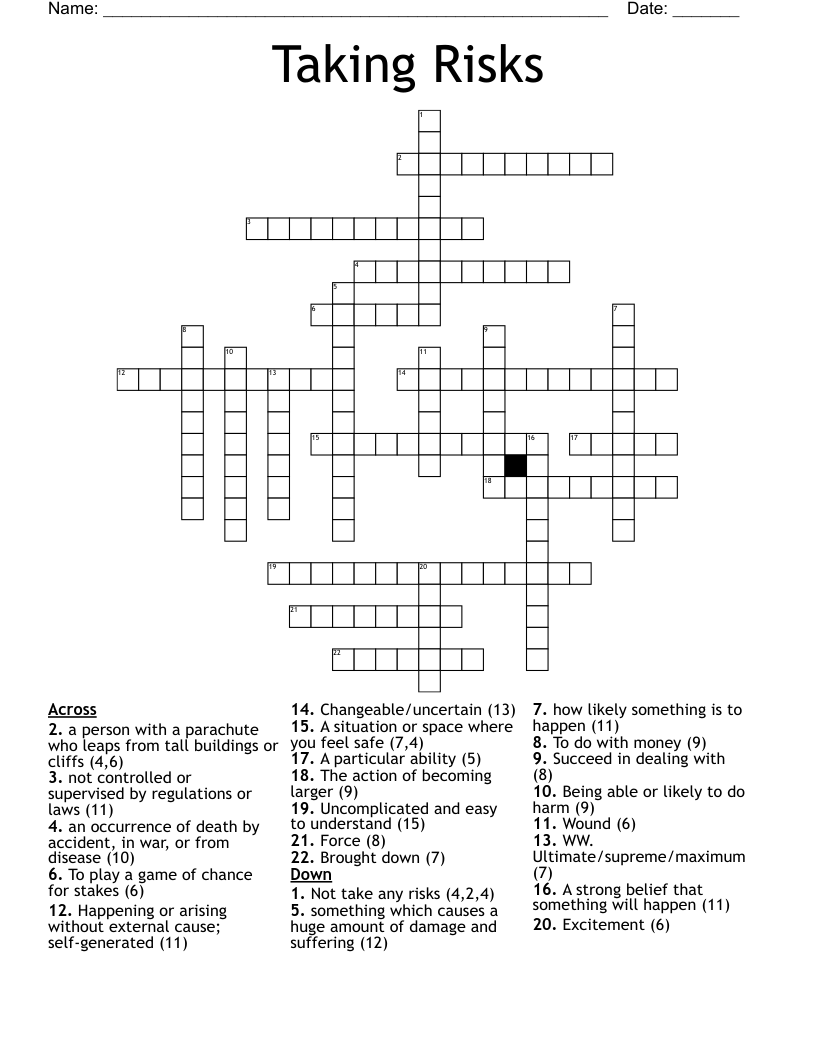 Taking Risks Crossword
