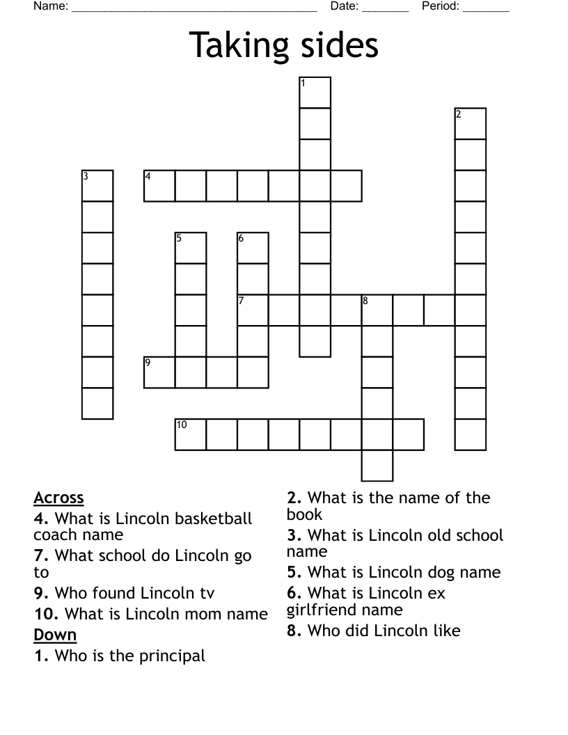 Taking sides  Crossword