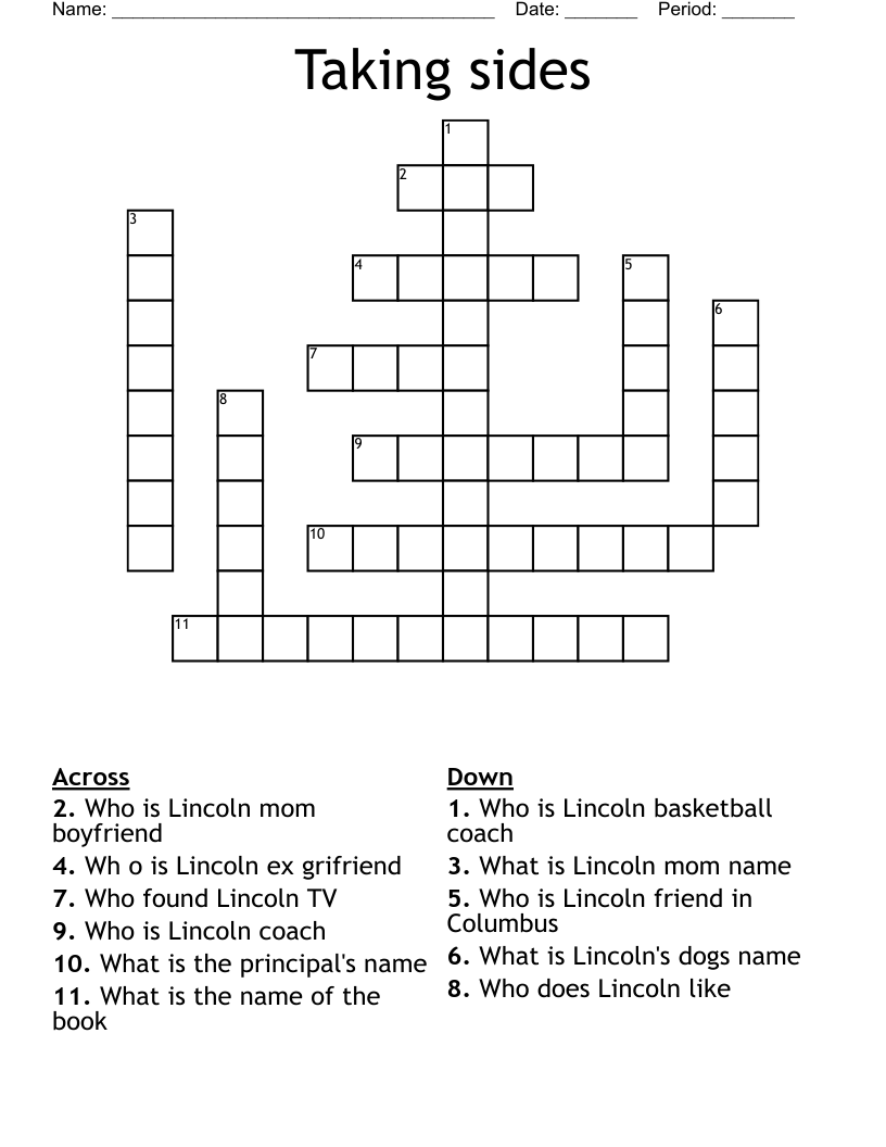 Taking sides  Crossword