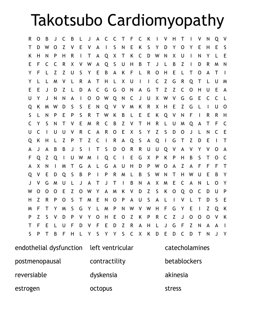 Takotsubo Cardiomyopathy Word Search