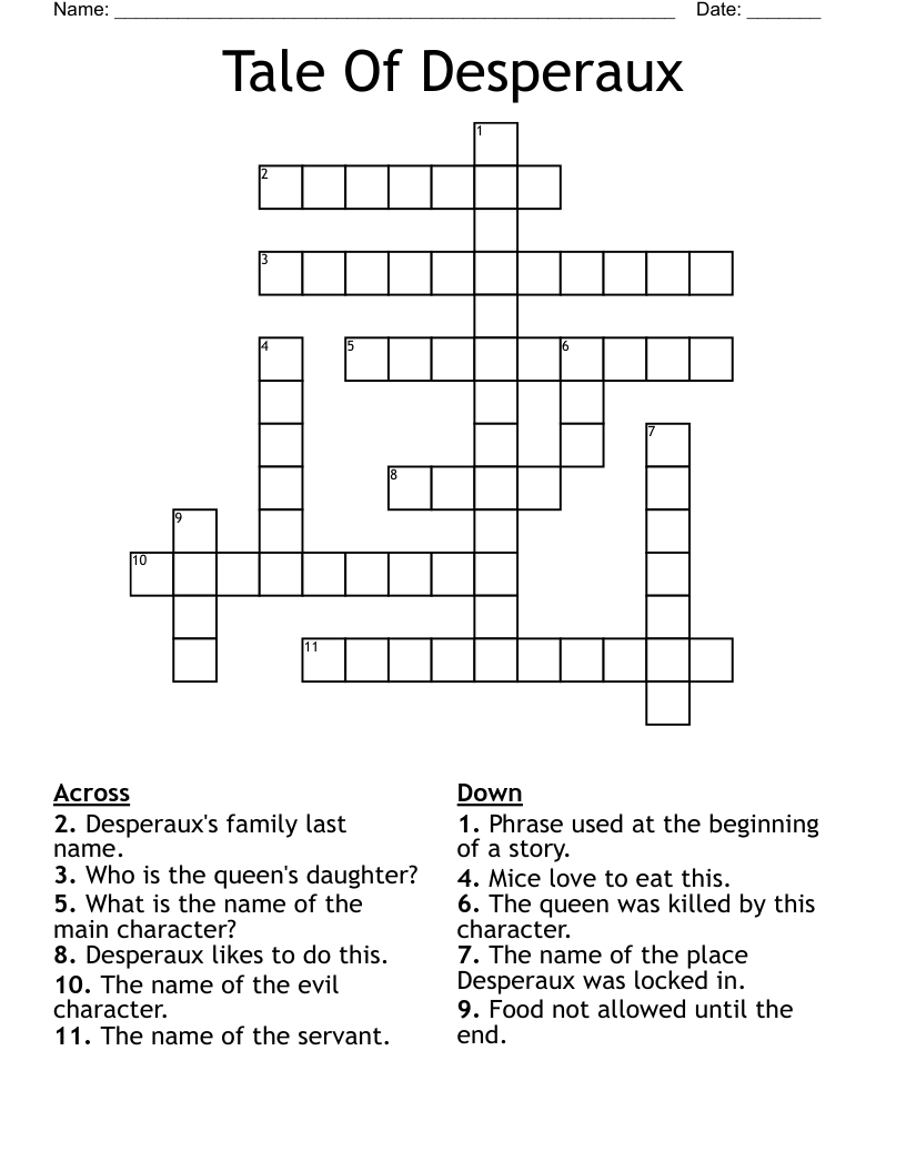 Tale Of Desperaux Crossword