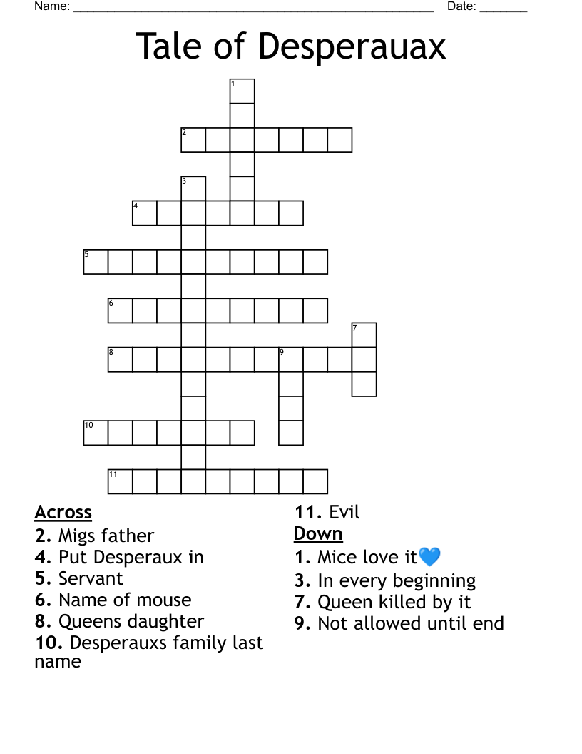 Tale of Desperauax Crossword
