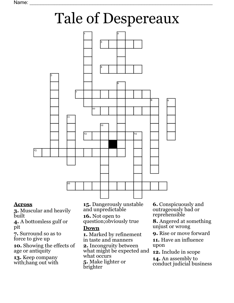 Tale of Despereaux Crossword