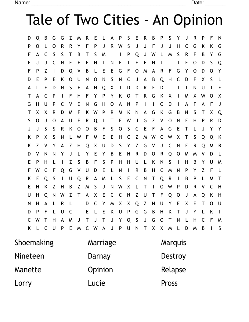 Tale of Two Cities - An Opinion Word Search