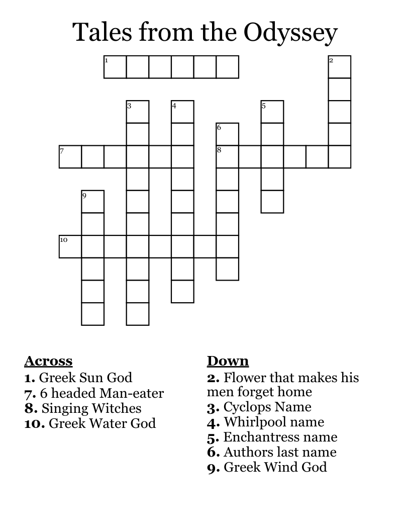 Tales from the Odyssey Crossword
