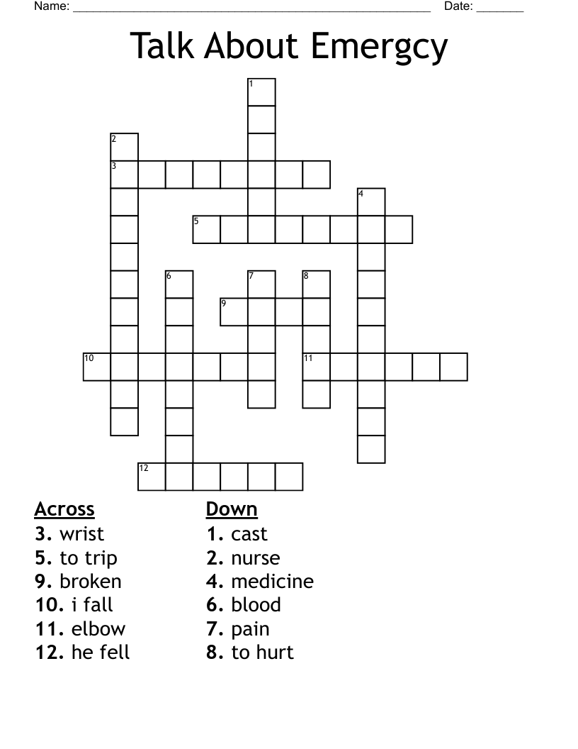 Talk About Emergcy Crossword