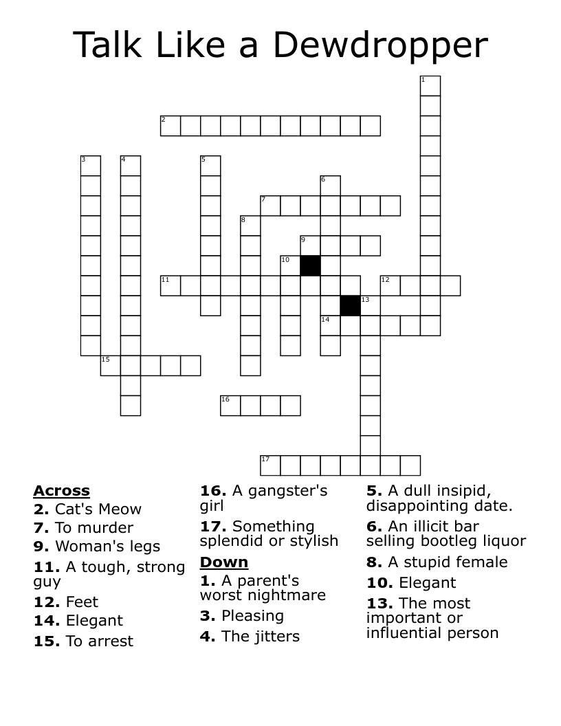 Talk Like a Dewdropper Crossword