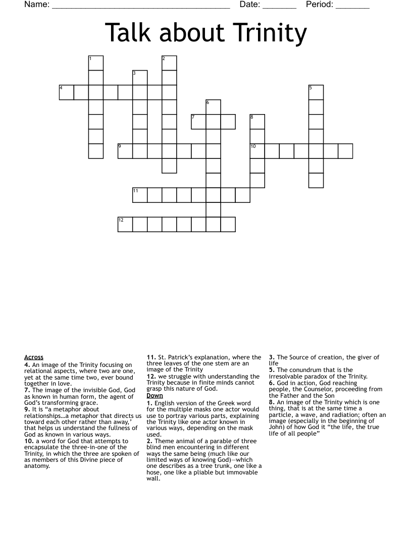 Talk about Trinity Crossword