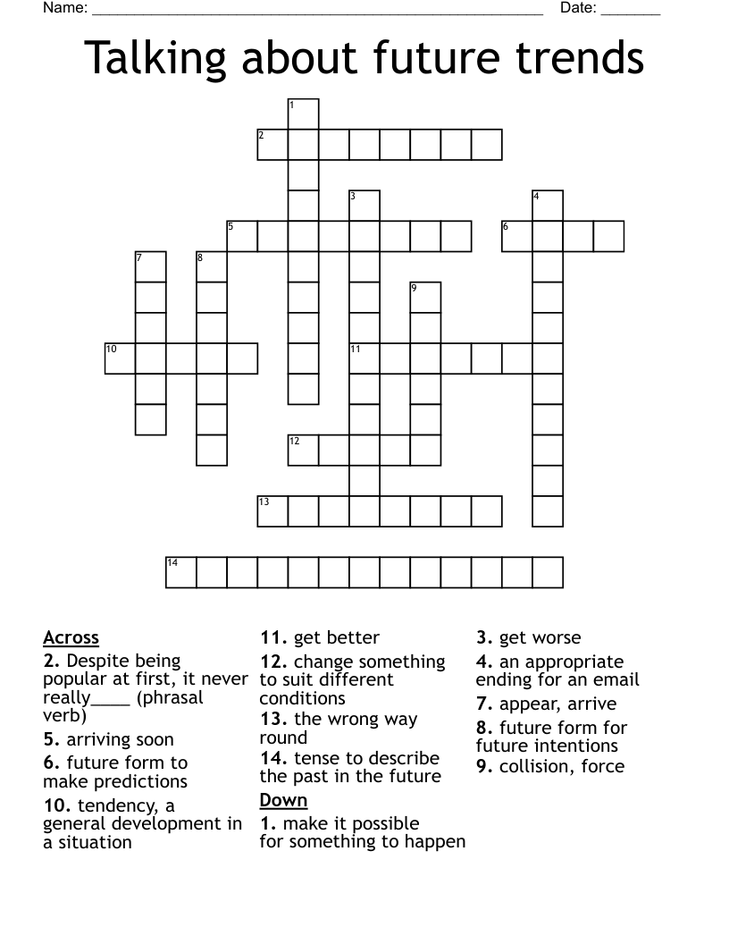 Talking about future trends Crossword