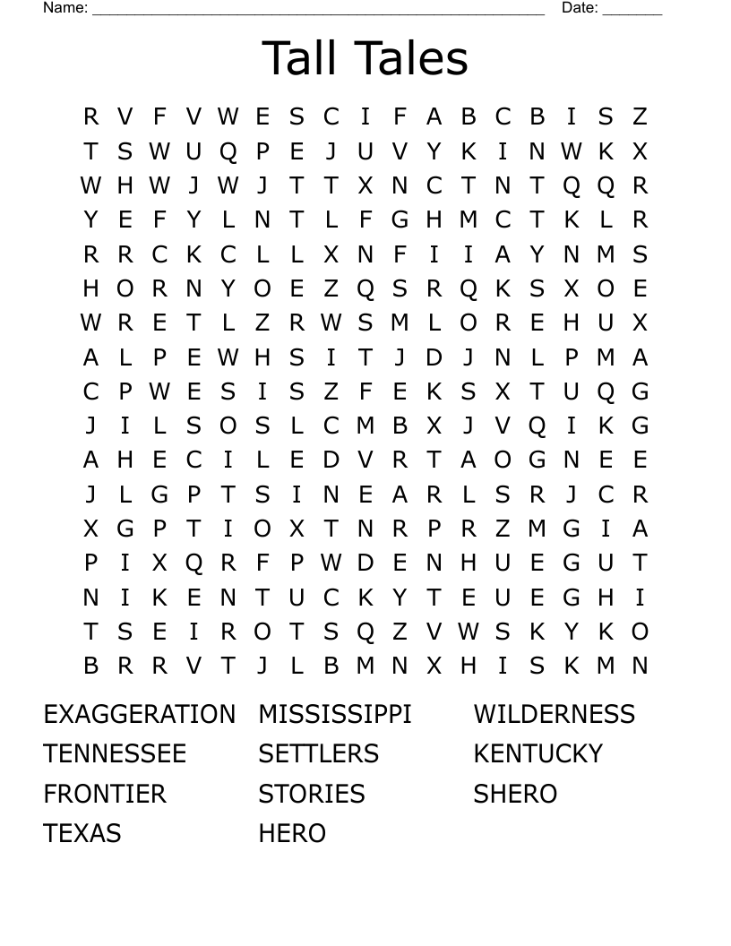 Tall Tales Word Search