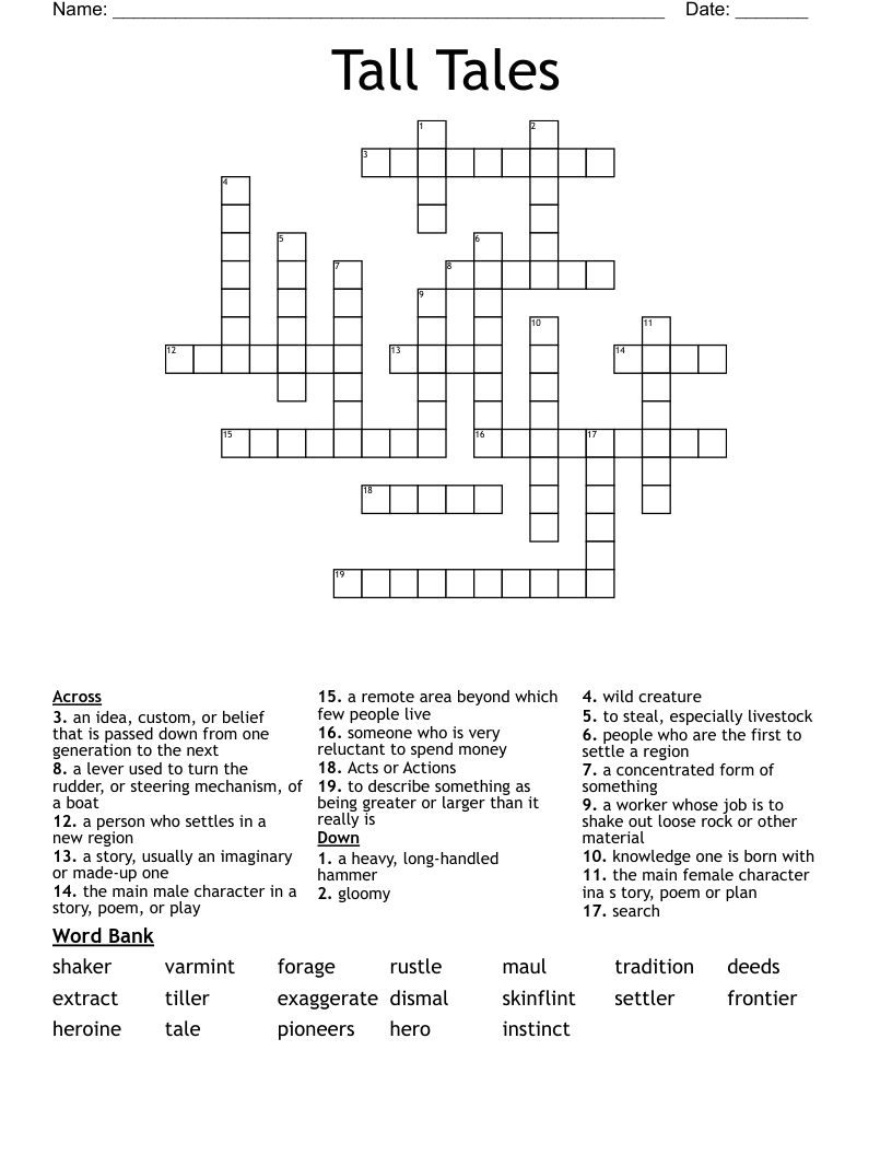 Tall Tales Crossword
