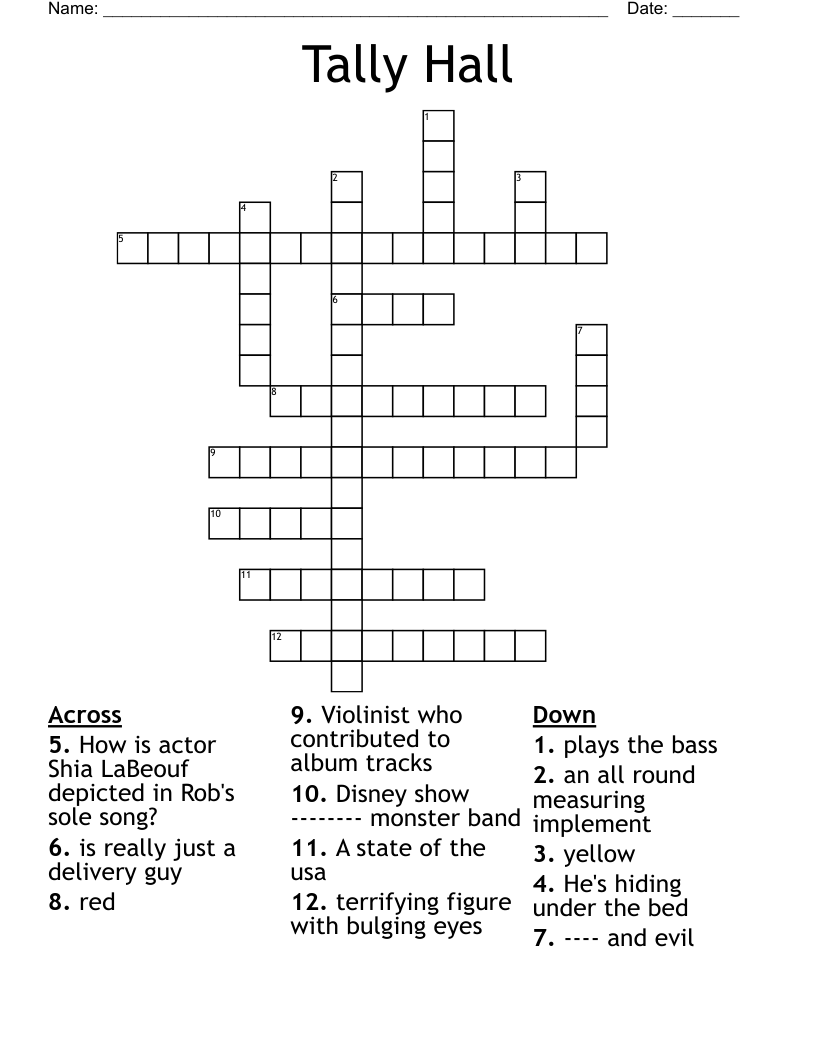 Tally Hall Crossword
