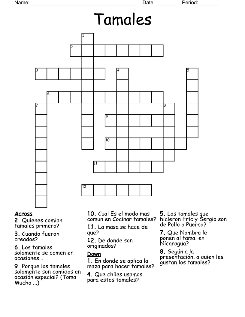 Tamales Crossword