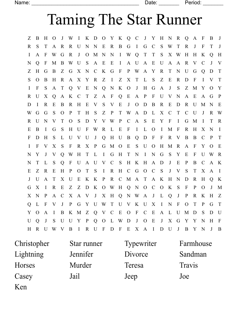 Taming The Star Runner Word Search