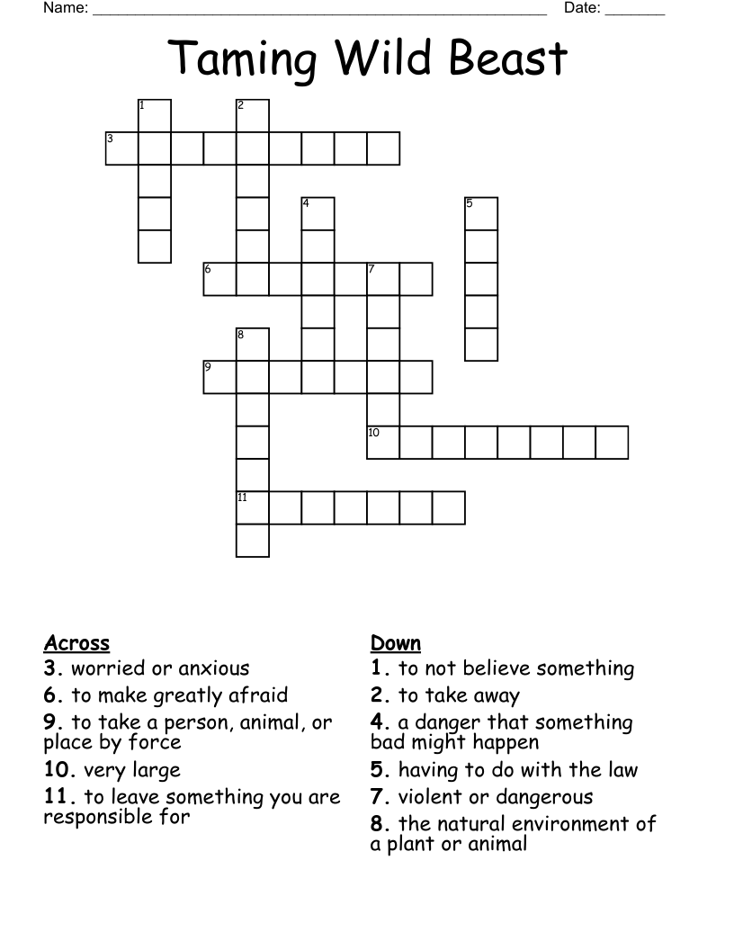 Taming Wild Beast  Crossword