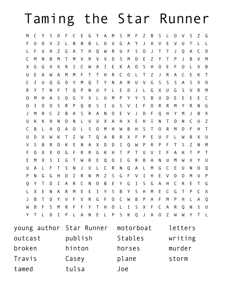 Taming the Star Runner Word Search