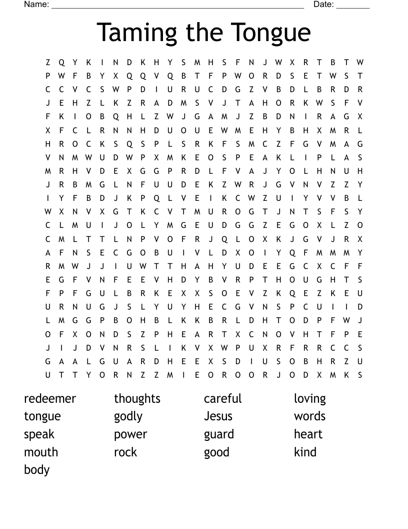 Taming the Tongue Word Search
