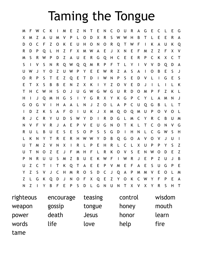 Taming the Tongue Word Search