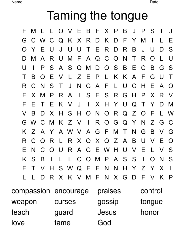 Taming the tongue Word Search