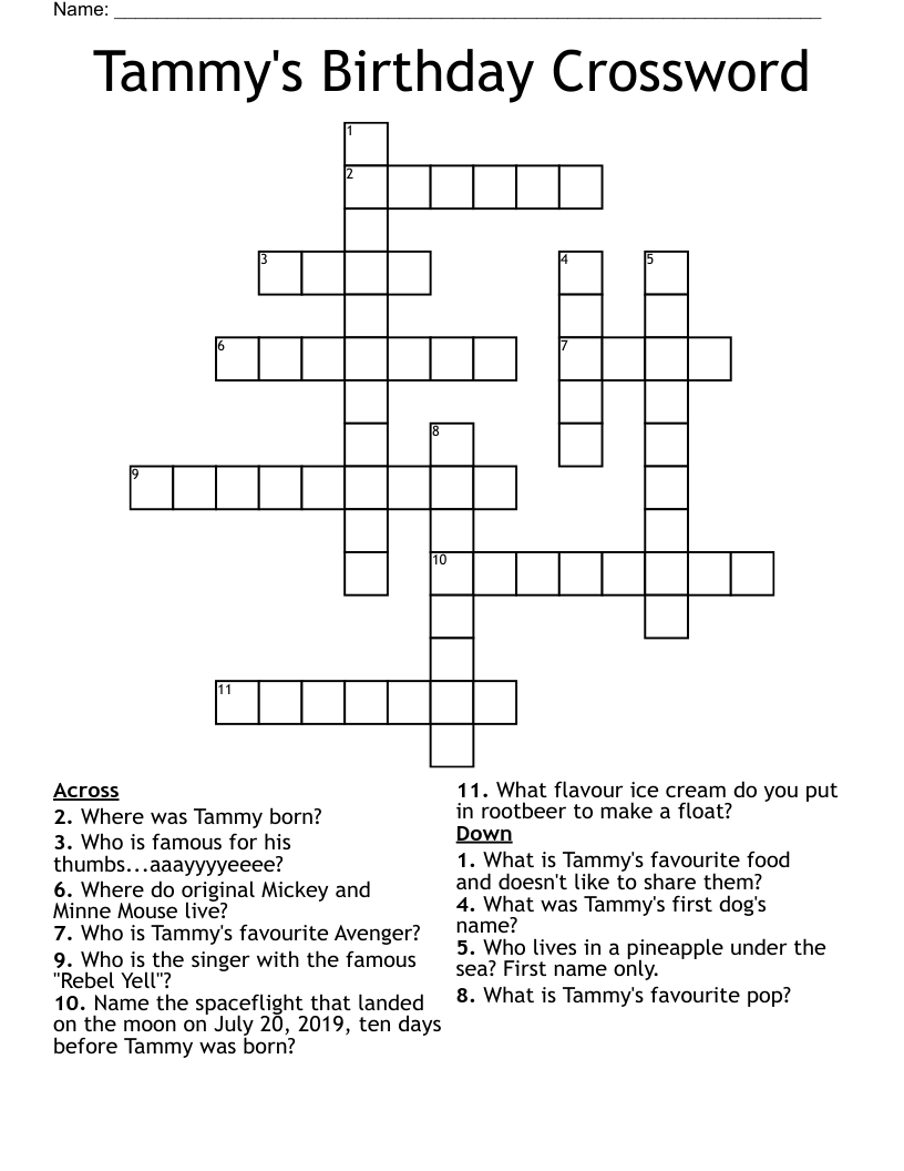 Tammy's Birthday Crossword