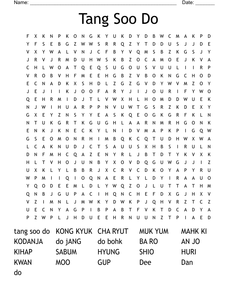 Tang Soo Do Word Search