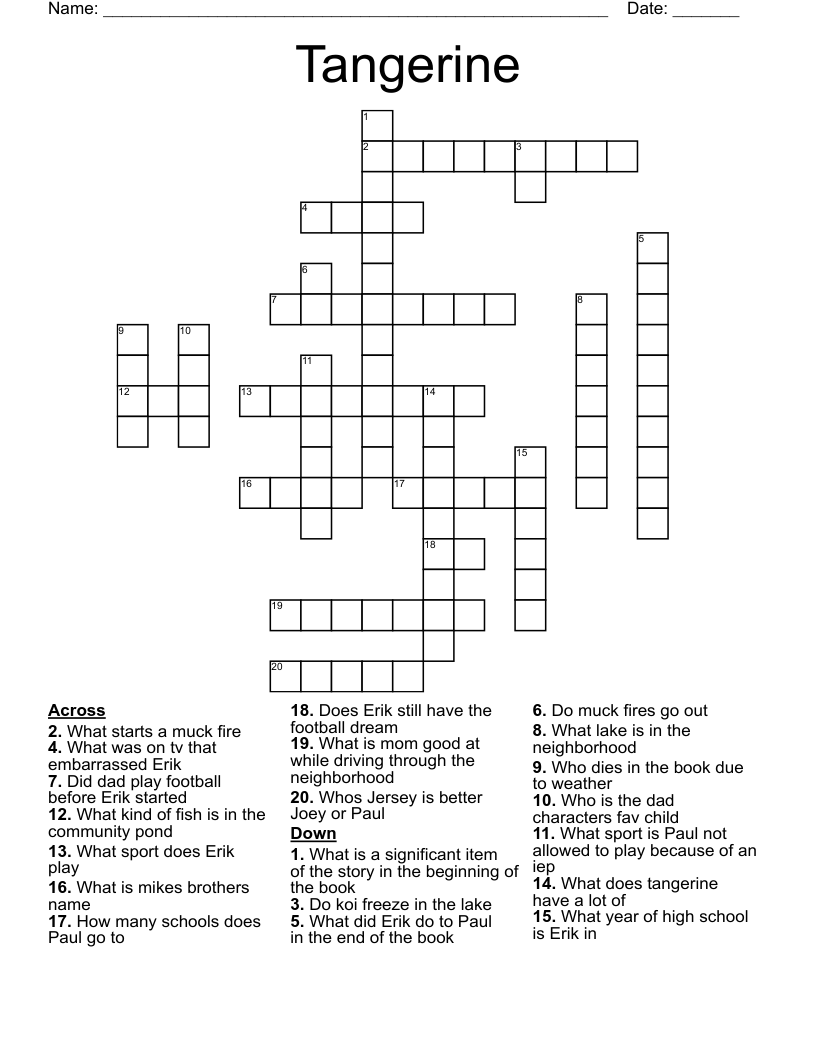 Tangerine Crossword