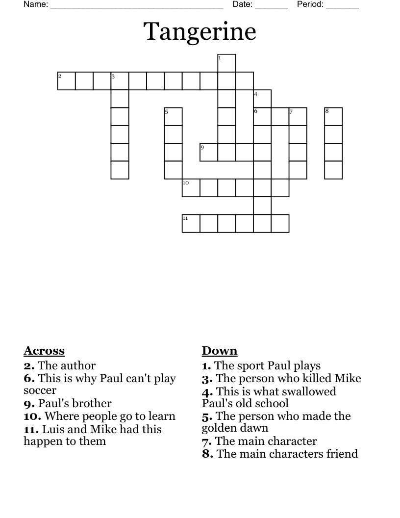 Tangerine Crossword