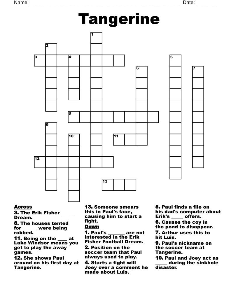 Tangerine Crossword