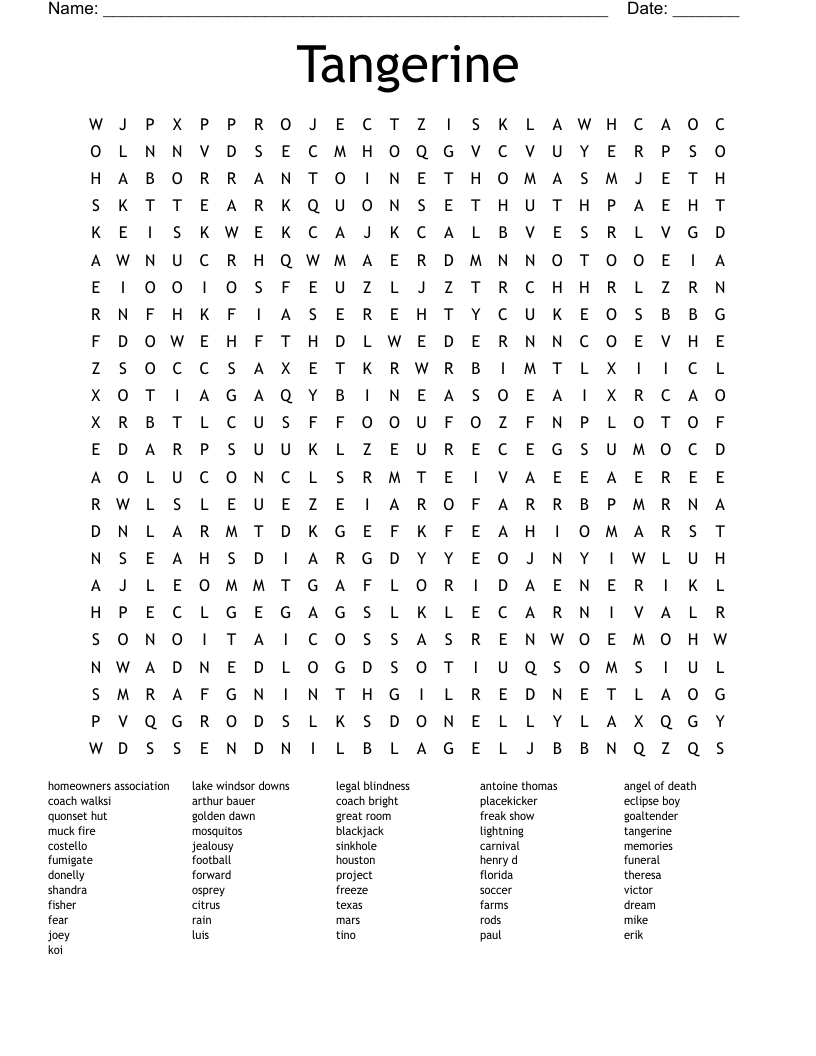 Tangerine Word Search