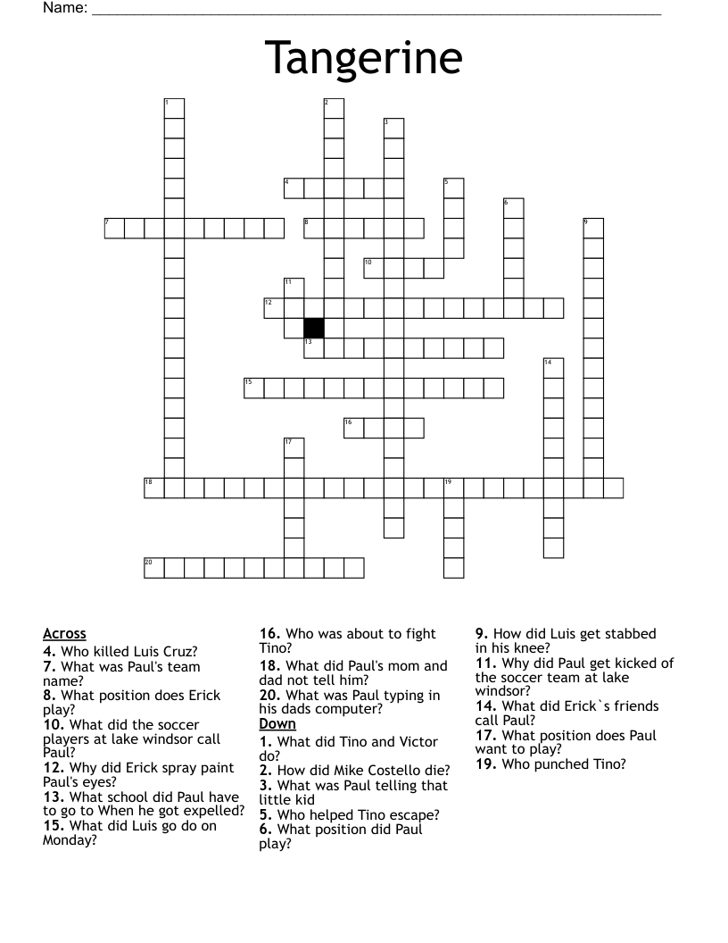 Tangerine Crossword