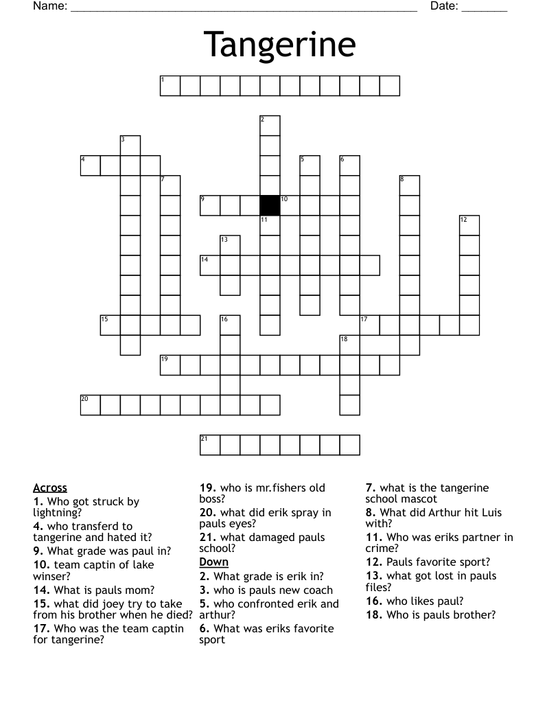 Tangerine Crossword