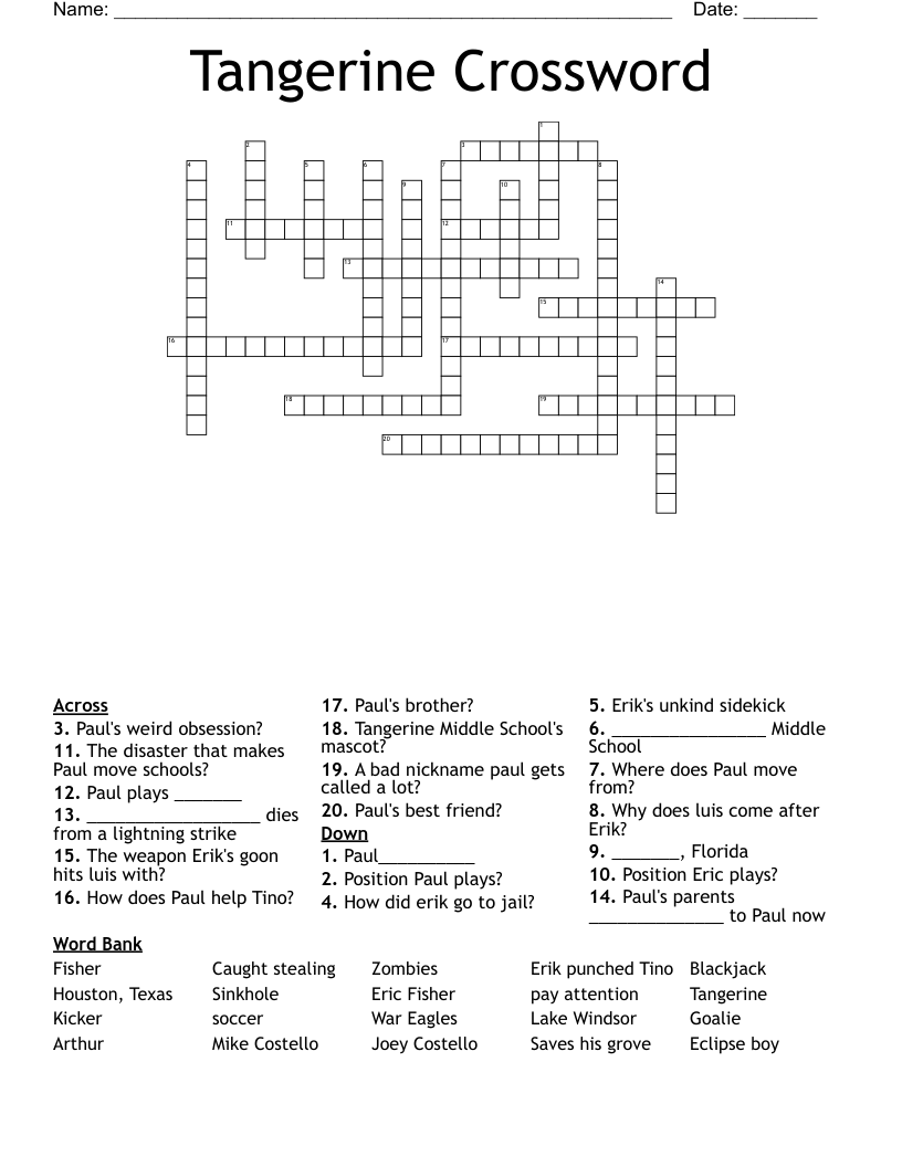 Tangerine Crossword