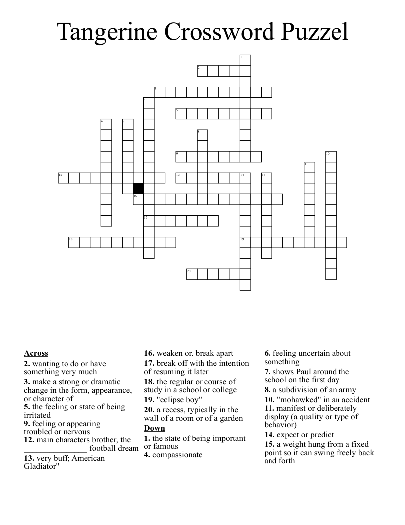 Tangerine Crossword Puzzel