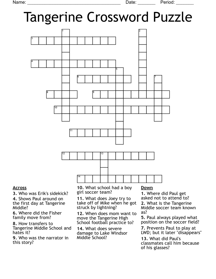 Tangerine Crossword Puzzle