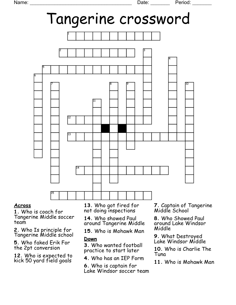 Tangerine  crossword