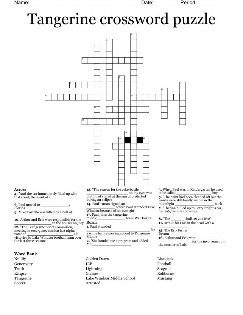 Tangerine crossword puzzle 