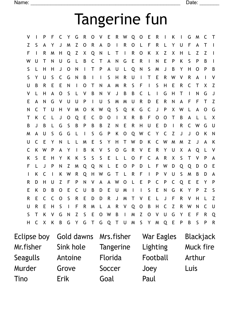 Tangerine fun Word Search